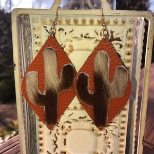 Cactus Faux Leather Earrings